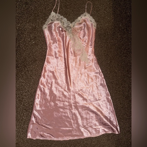 Victoria's Secret Other - Vintage Victoria Secret Pink Lace Trim Slip Dress